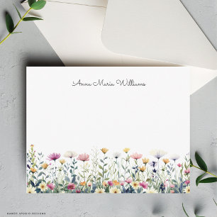 Monogrammed Floral Watercolor Wildflower Card