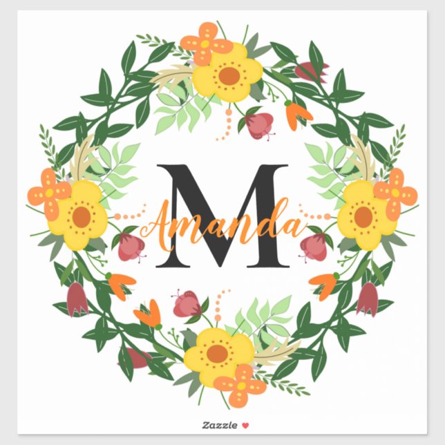 Monogrammed Floral Wreath (Sheet)