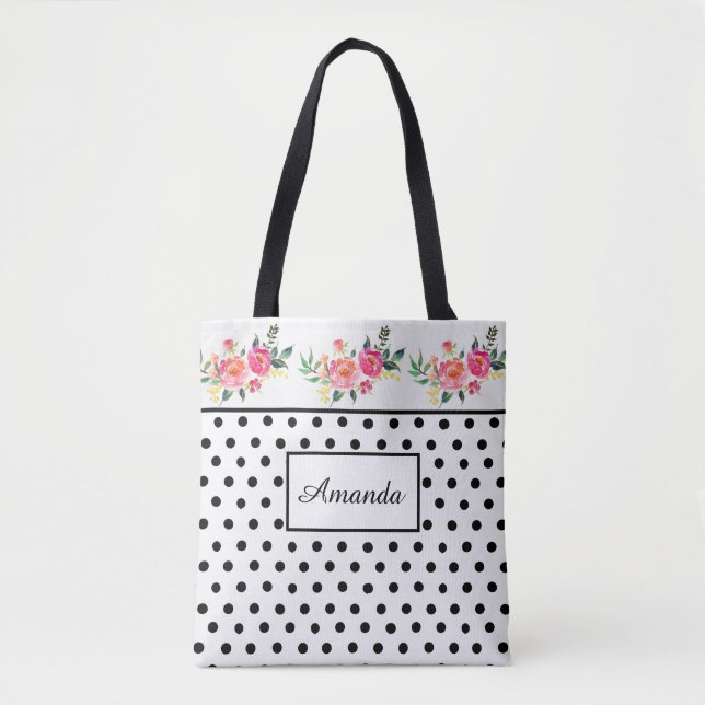 Monogrammed flower tote bag (Front)