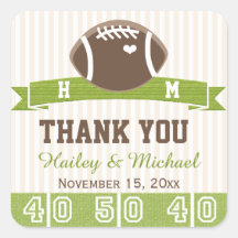 MONOGRAMMED FOOTBALL THANK YOU WEDDING FAVOR