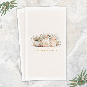 Monogrammed Forest Floral Botanical Family Name Napkin