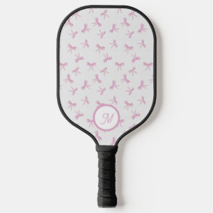 Monogrammed Frilly Coquette Pink watercolor Bow  Pickleball Paddle