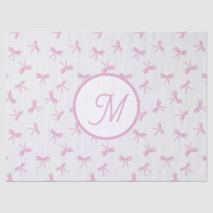 Monogrammed Frilly Coquette Pink watercolor Bow Tissue Paper