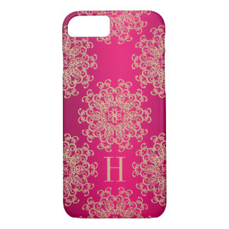 Monogrammed Fucshia and Gold Exotic Medallion iPhone 8/7 Case