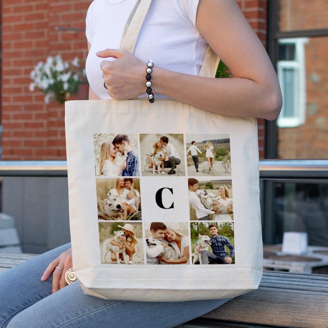 Monogrammed Gallery of 8 Personalised Photos Tote Bag (Creator Uploaded)