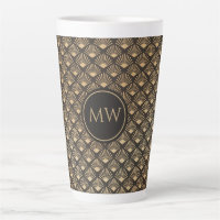 Monogrammed Gatsby Style Fan Pattern Home Office