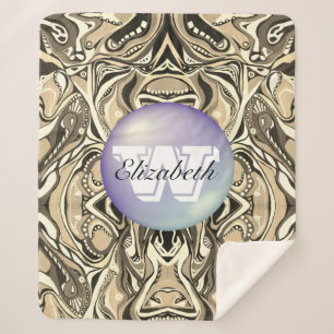 Monogrammed Geometric Artdeco Vivid Pattern Sherpa Blanket