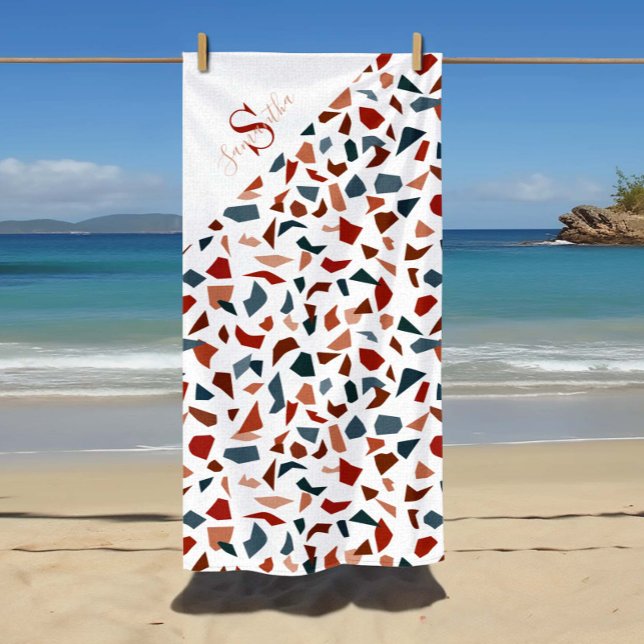 Monogrammed Geometric Pattern Beach Towel (Monogrammed Geometric Pattern Beach Towel.)