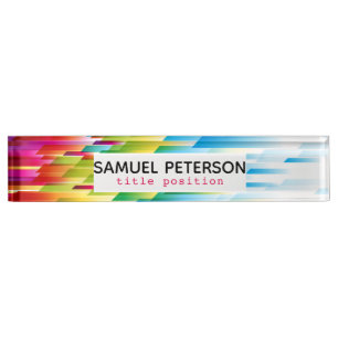 Monogrammed Geometric Shapes Colour Burst Nameplate