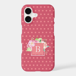 Monogrammed Girly Pink & Pink Coral Floral