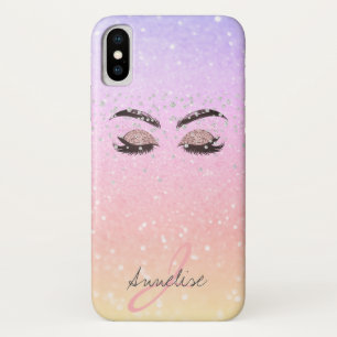 Monogrammed girly sparkle glitter iridescent glam Case-Mate iPhone case