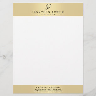 Monogrammed Glamour Gold Elegant Personalised Custom Letterhead