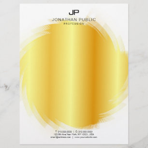 Monogrammed Glamour Template Faux Gold Elegant Custom Letterhead