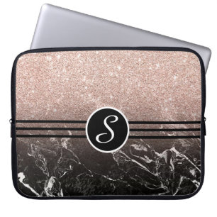 Monogrammed Glitter and Marble Laptop Sleeve