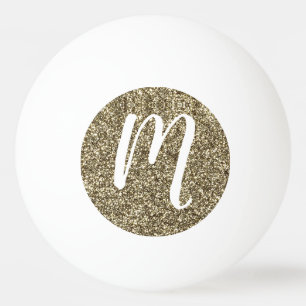 Monogrammed Glitter Elegant Gold and White Ping Pong Ball