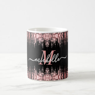 Monogrammed Glitter Sparkle Rose Gold Girly Coffee Mug