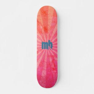Monogrammed Glowing Sunset Rays Skateboard
