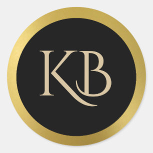 Monogrammed Gold and Black Stickers
