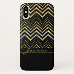 Monogrammed Gold And Diamonds Chevron Case-Mate iPhone Case