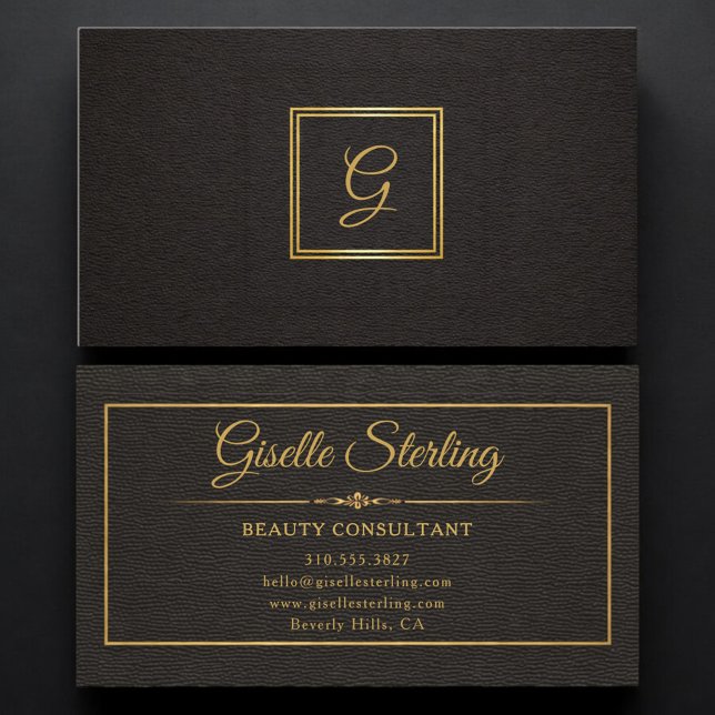 Monogrammed Gold Black Professional Business Card (Creator Uploaded)