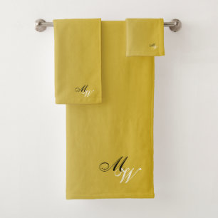 Monogrammed Gold Coloured Bath Towel Set