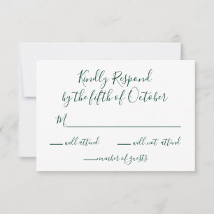 Monogrammed Gold Crest and Green Wedding rsvp Card