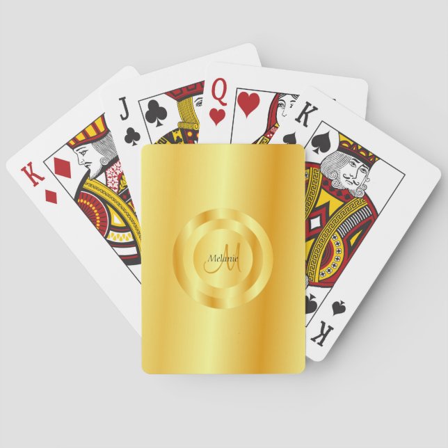 Monogrammed Gold Look Elegant Modern Template Playing Cards (Back)