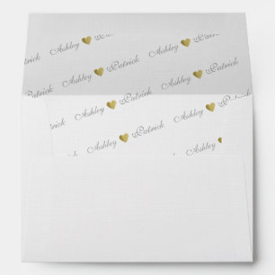 monogrammed gold love hearts, elegant wedding envelope