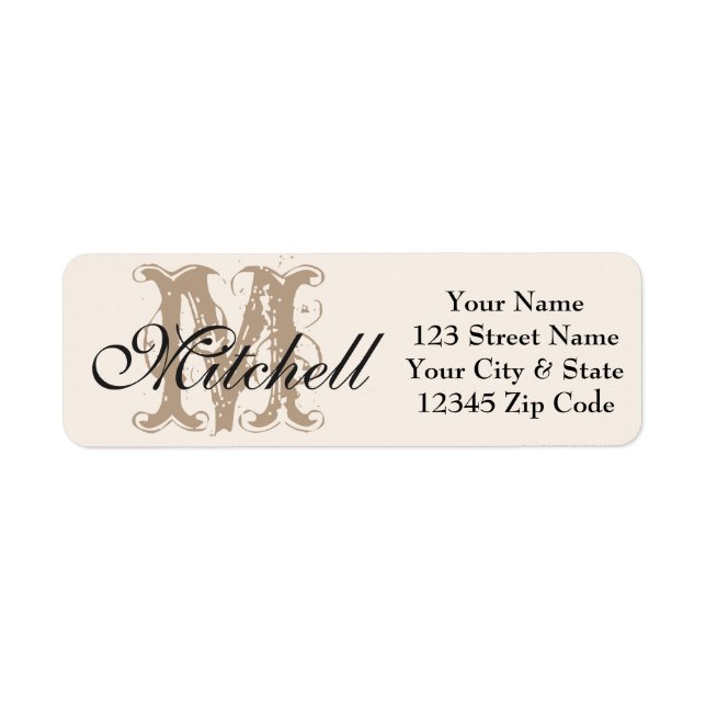Monogrammed gold return address labels (Front)
