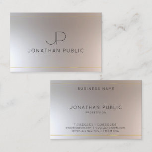 Monogrammed Gold Silver Look Elegant Modern Business Card
