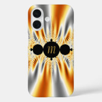 Monogrammed Gold Silver Metallic Fractal