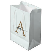 Monogrammed Gold Snow White | Minimal Elegant Medium Gift Bag (Front Angled)