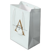 Monogrammed Gold Snow White | Minimal Elegant Medium Gift Bag (Back Angled)
