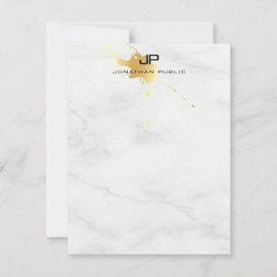 Monogrammed Gold Splash White Marble Template