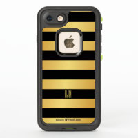 Monogrammed Gold Stripes Over Black Background