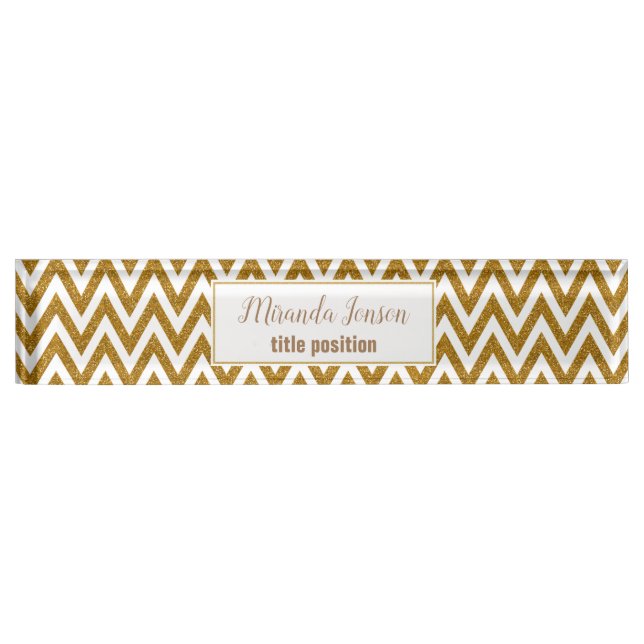 Monogrammed Golden Glitter Nameplate (Front)