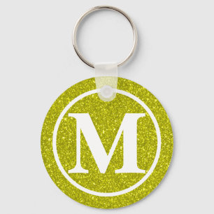 Monogrammed Golden Glitz BB Key Ring