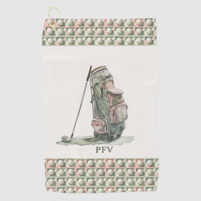 Monogrammed Golf Ball Pattern Lady's Towel (Front)