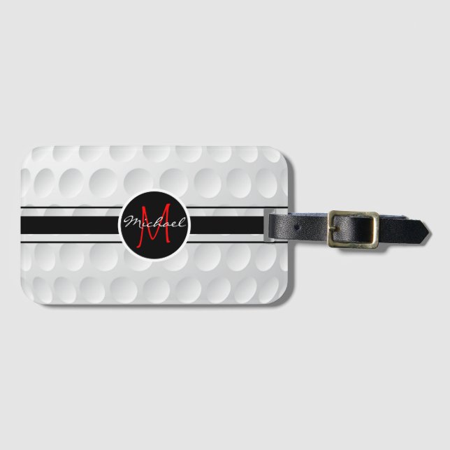 Monogrammed Golf Ball Texture Luggage Tag (Front Horizontal)