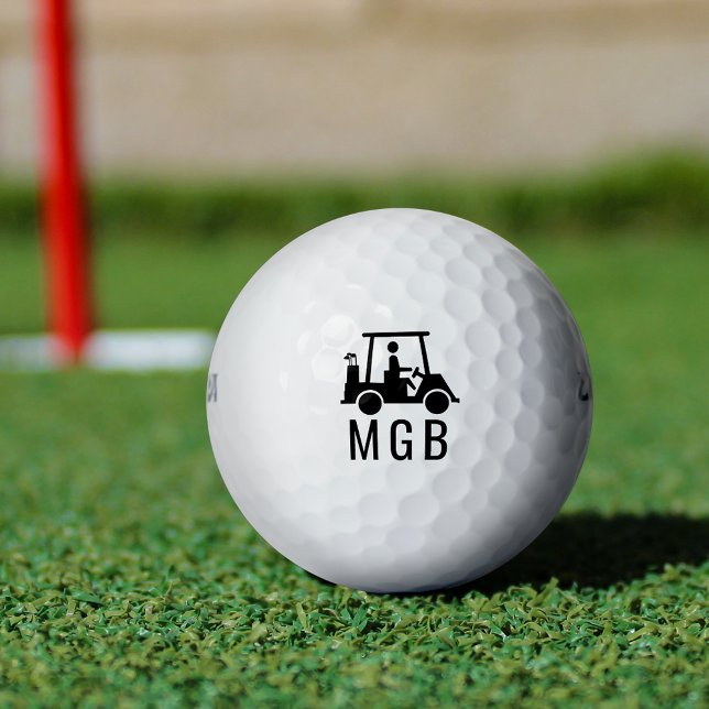 Monogrammed Golf Cart Silhouette Custom Initials Golf Balls (Creator Uploaded)