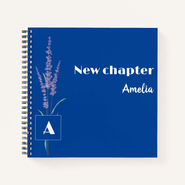 Monogrammed Graceful Retirement name blue Notebook (Front)