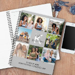 Monogrammed Graduation Quote 8 Photo Collage Grey Planner<br><div class="desc">Chic planner to personalise for your graduate. The photo template is set up for you to add 8 of your favourite photos of your study years. Your photos are displayed in square / instagram format in a simple grid style photo collage. This monogrammed design is further personalised with the Graduate's...</div>