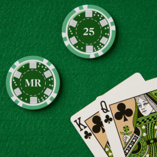 Monogrammed Green 25 Poker Chips