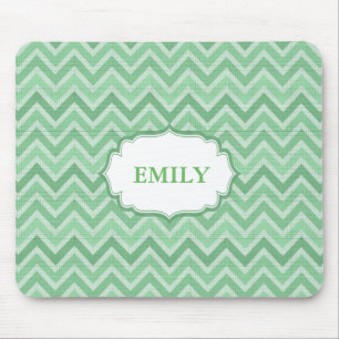 Monogrammed Green Chevron Mouse Pad