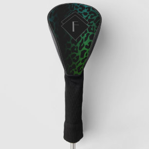 Monogrammed Green Leopard Print Golf Head Cover