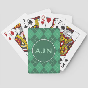 Monogrammed Green Playing Cards