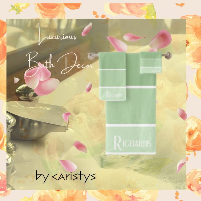 Monogrammed Green Shades with White Bath Towel Set (Creator Uploaded)