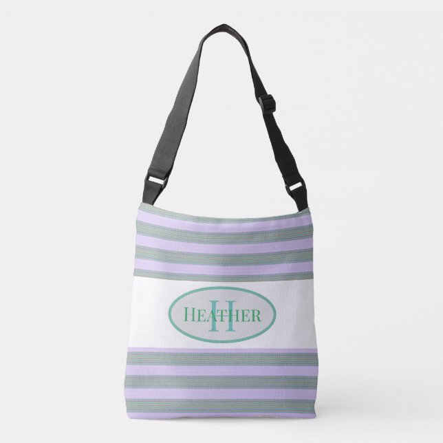 Monogrammed Green Thatch Tote Bag (Front)