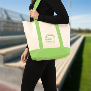 Monogrammed Green Volleyball Tote Bag