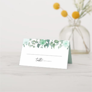Monogrammed Greenery Flowers Wedding Place Card